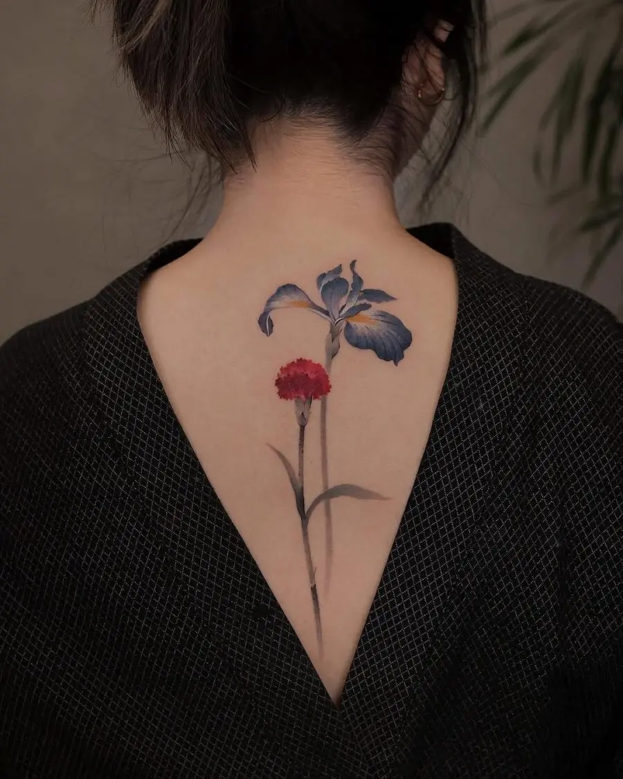 Stunning Carnation Inked on Back