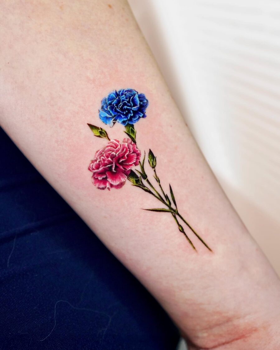 Colorful carnation tattoo with stunning details