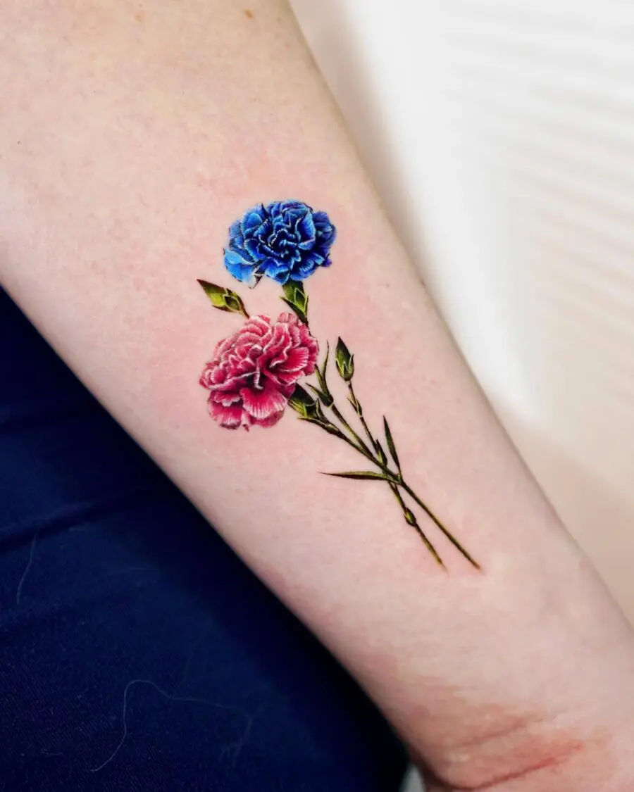 Colorful carnation tattoo with stunning details