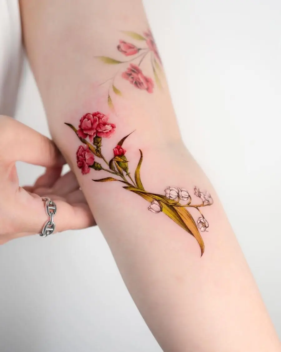 Stunning Floral Design Featuring Carnation Tattoos