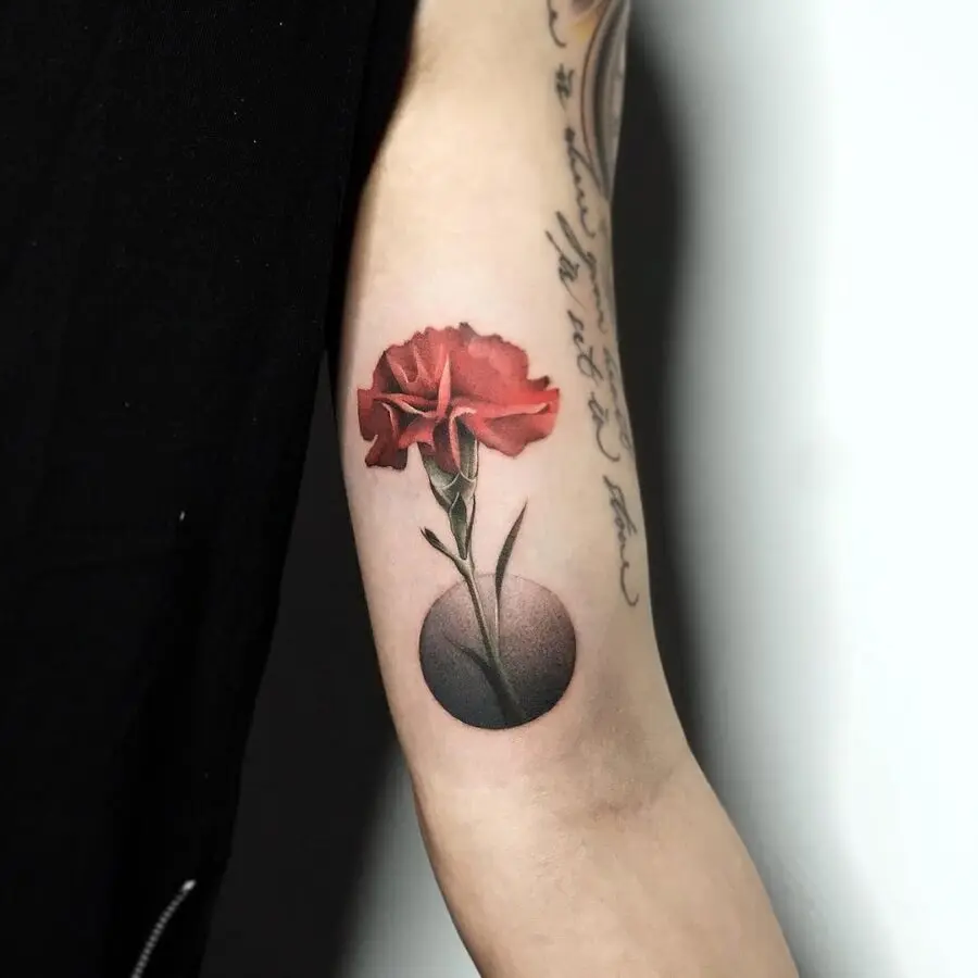 Elegant carnation tattoo with vivid shading