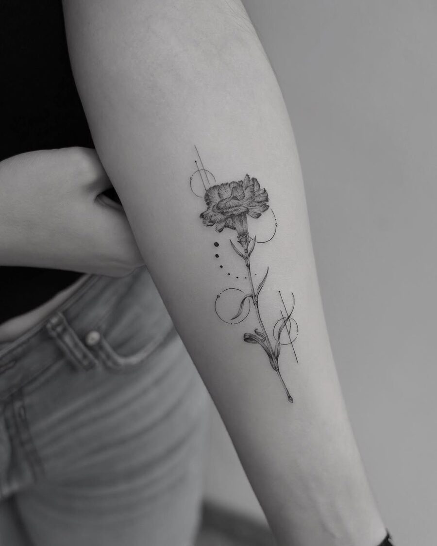 Elegant Minimalist Carnation Tattoo Design
