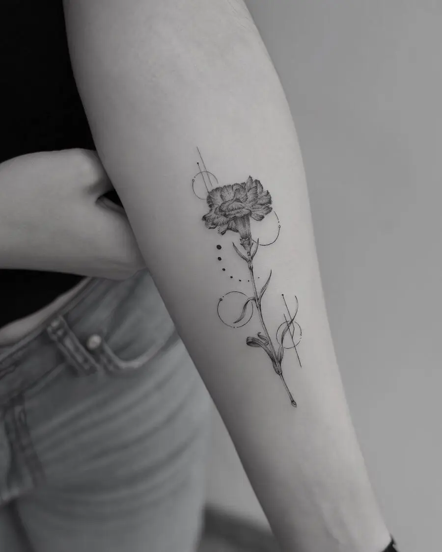 Elegant Minimalist Carnation Tattoo Design