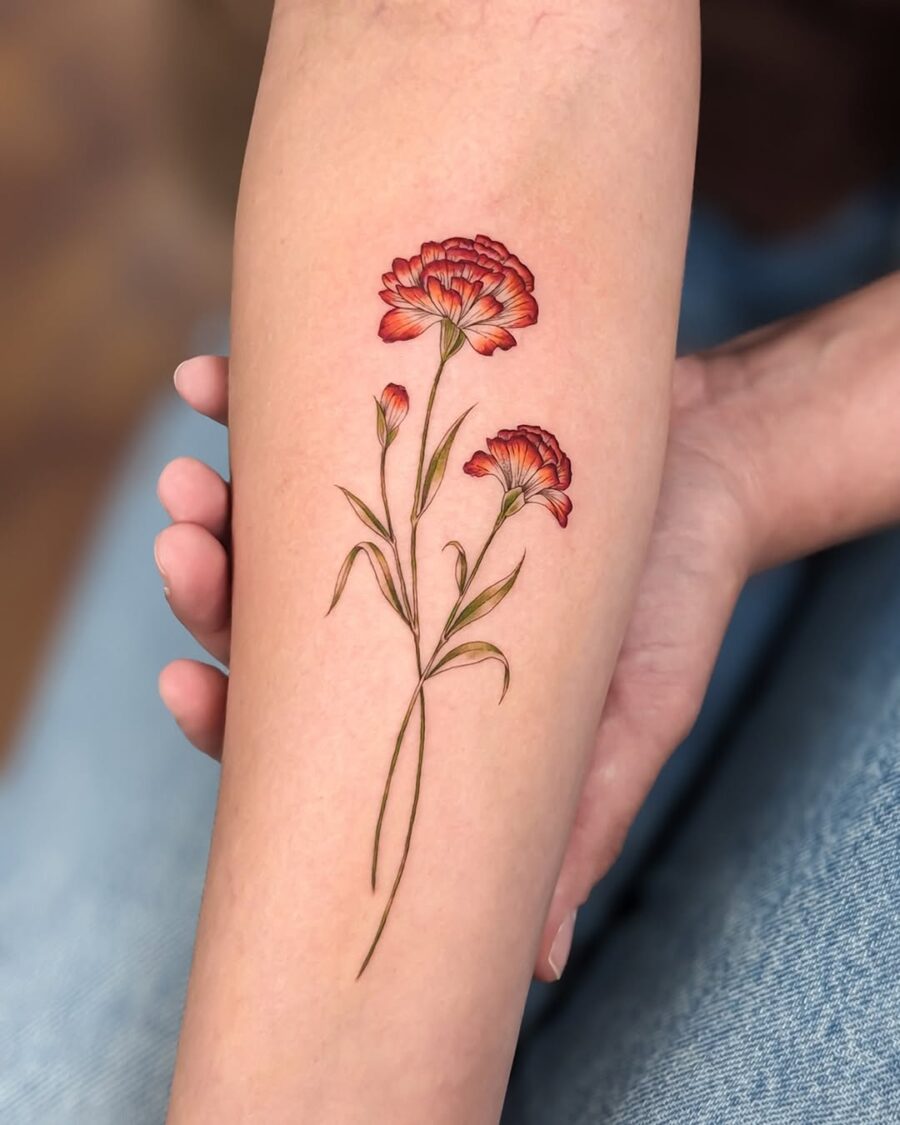 Elegant carnation tattoo for floral enthusiasts