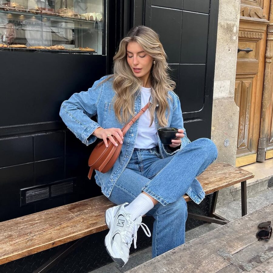 Chic street style with classic denim jacket