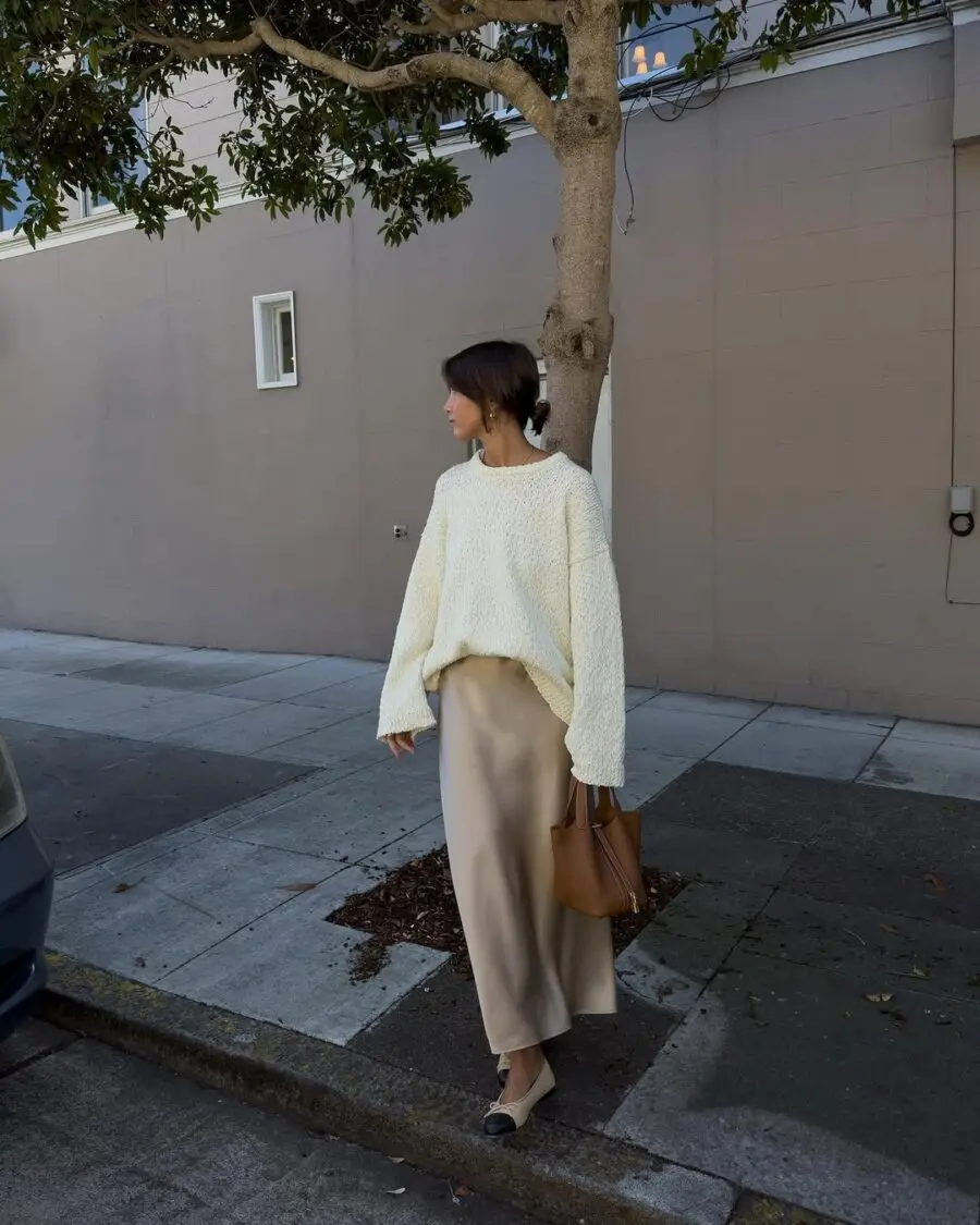 Chic Long Skirt with Cozy Sweater Ensemble