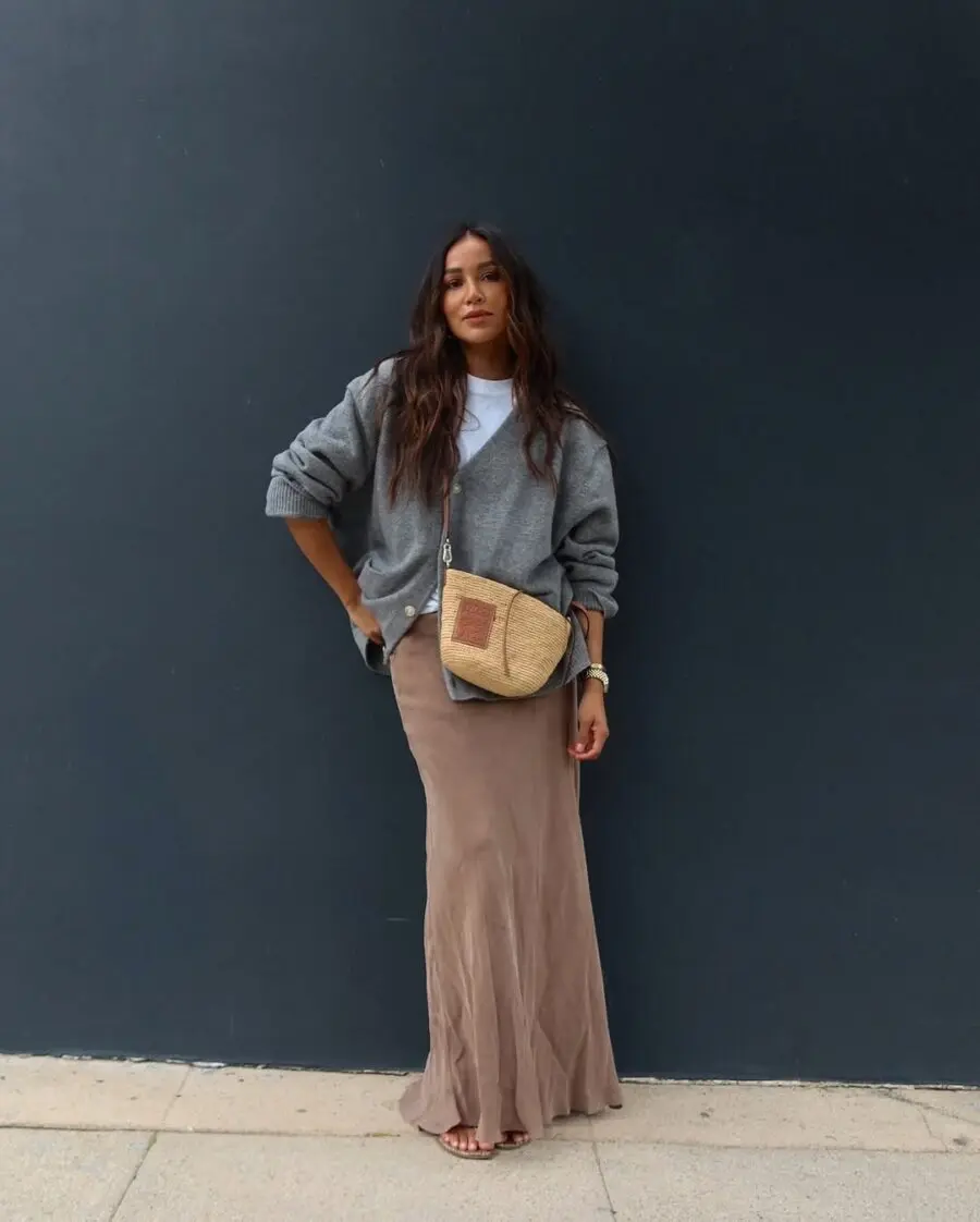 Chic and Casual Long Skirt Ensemble