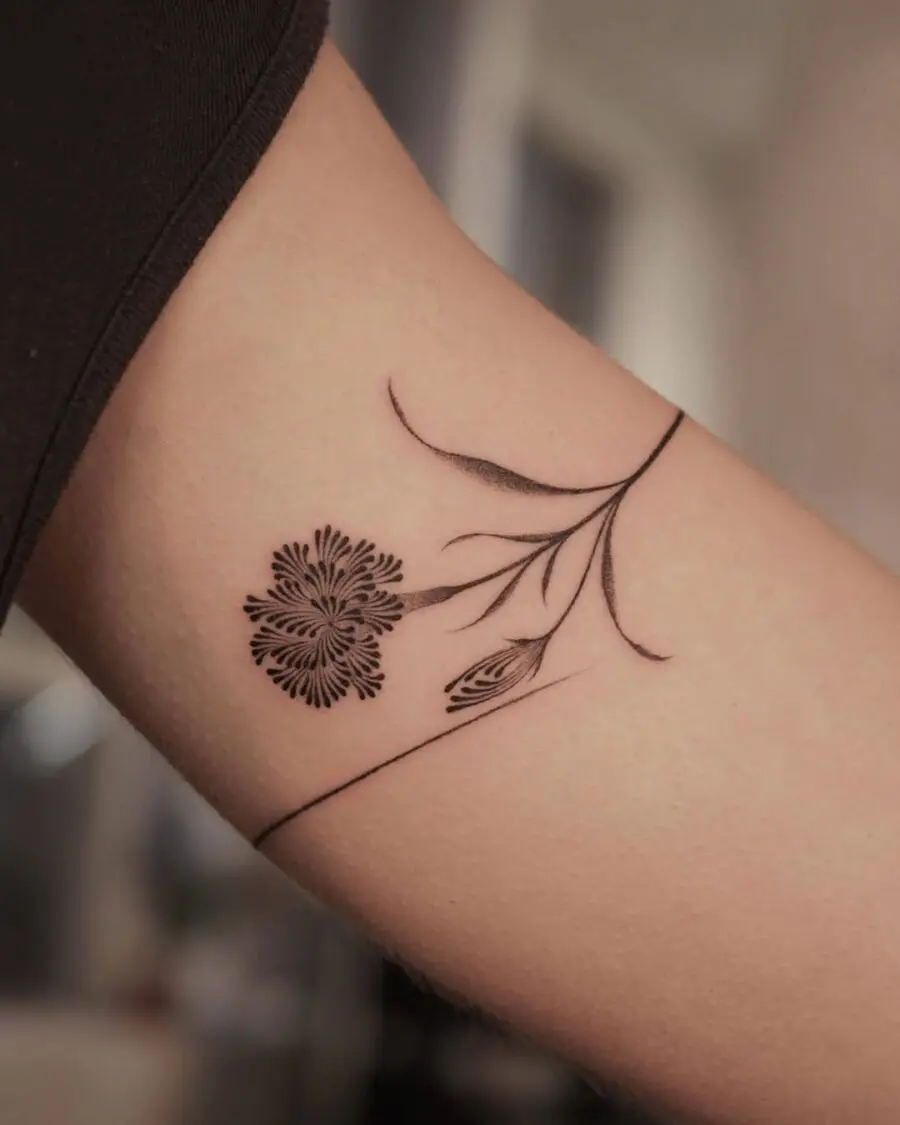 Elegant Minimalist Carnation Tattoo Design