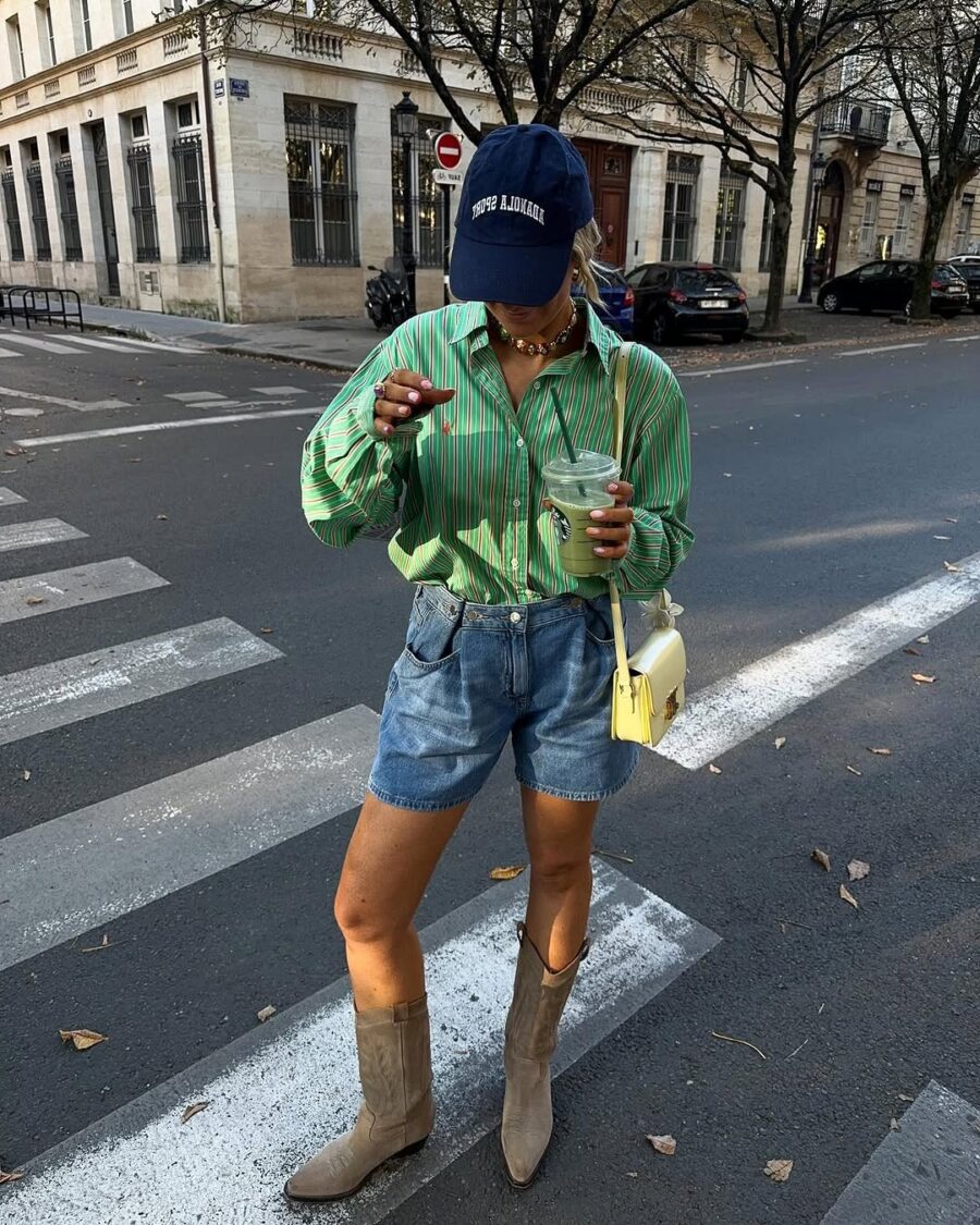 Chic Summer Look with Striped Greens