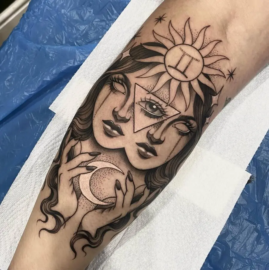 Stunning celestial faces with symbolic elements