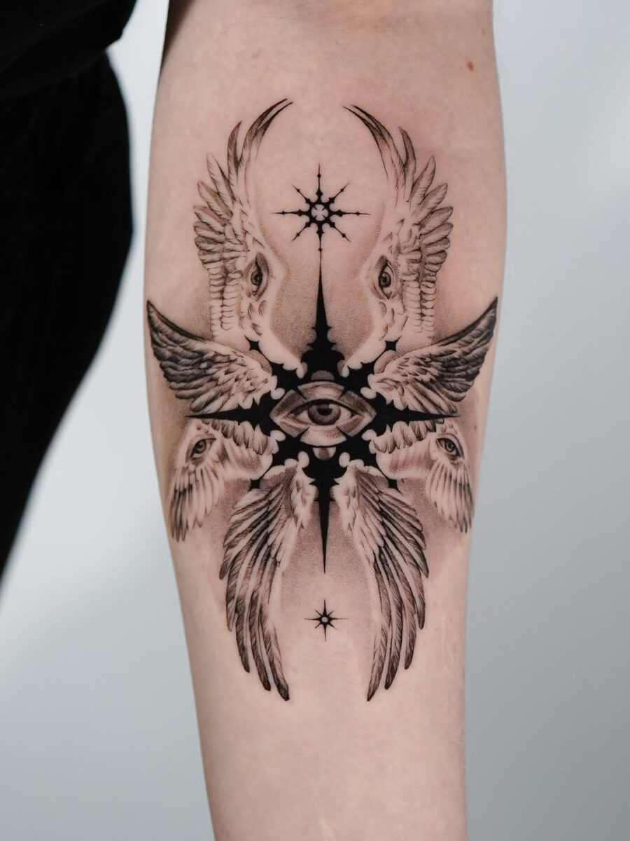 Intricate celestial design with ethereal elements