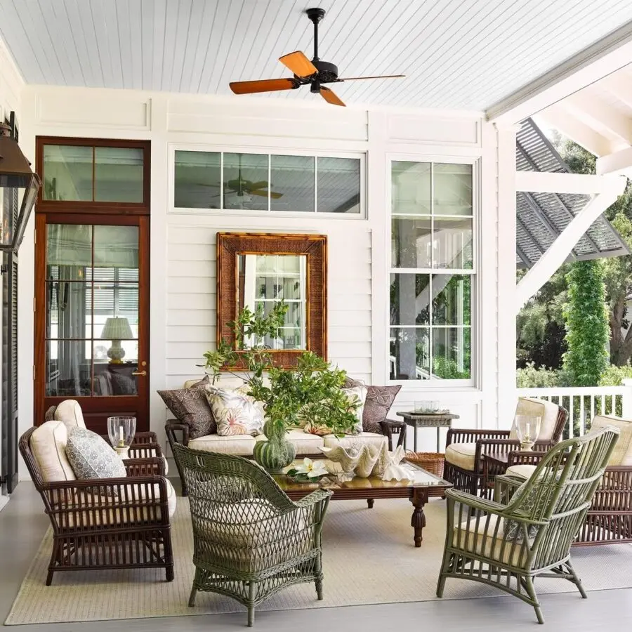 Relaxed porch decor with natural elements