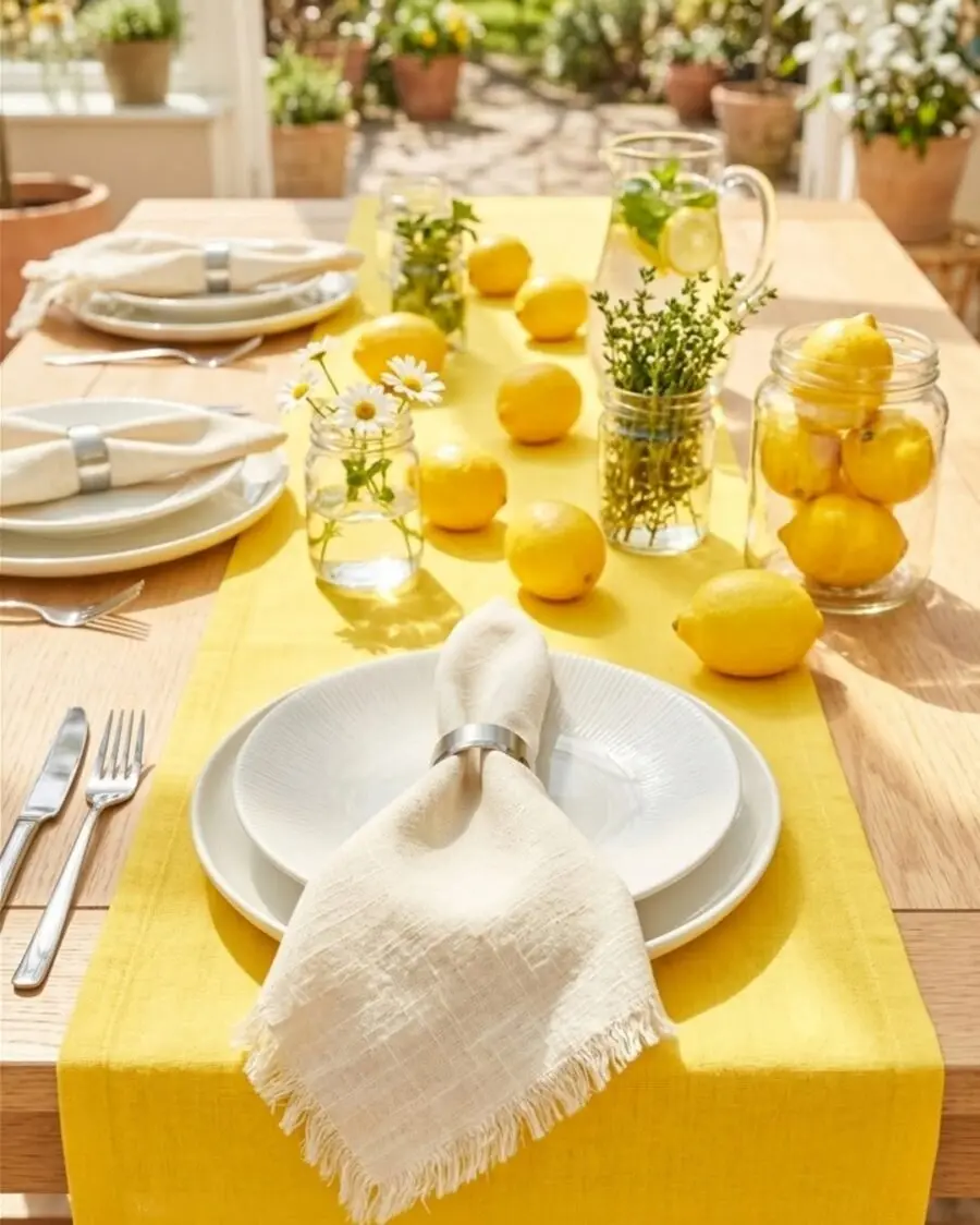 Bright and cheerful lemon-themed table decor
