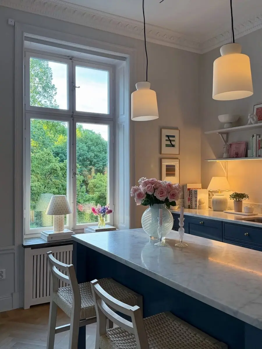 Elegant kitchen with modern lighting features