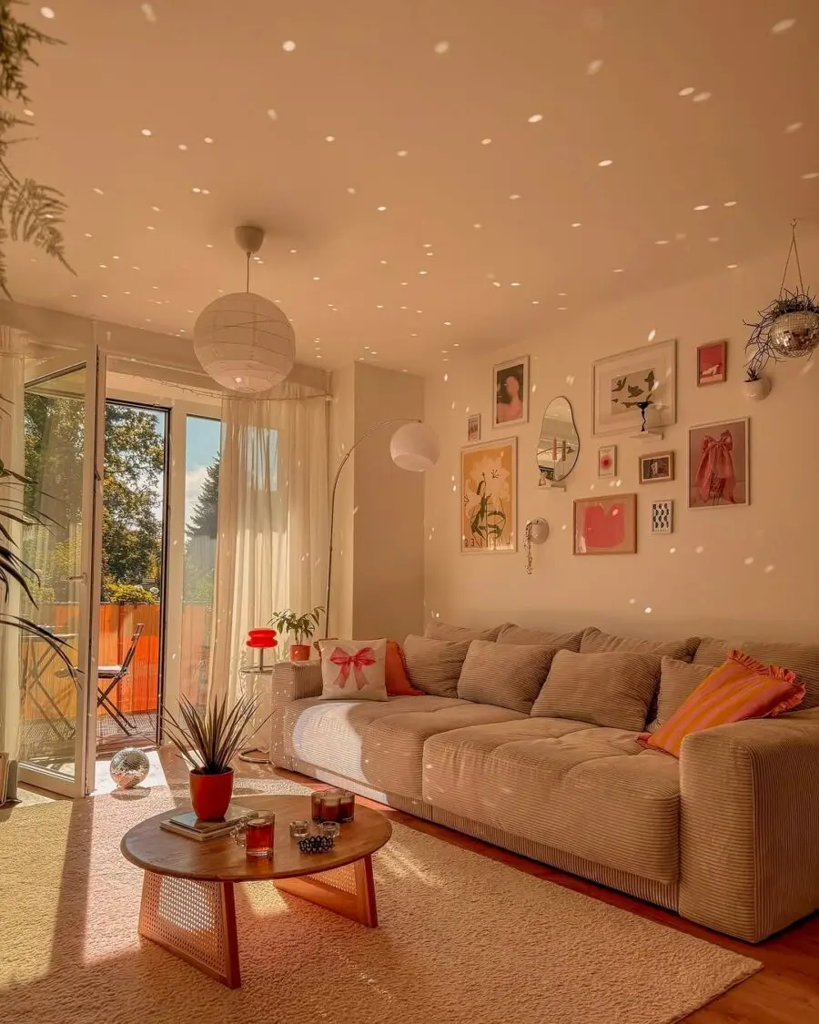 Warm and inviting chic apartment living room
