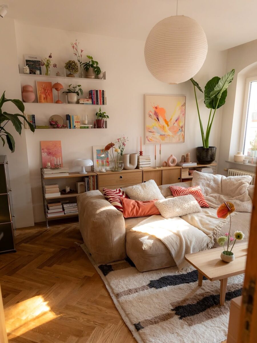 Warm and inviting chic apartment living space