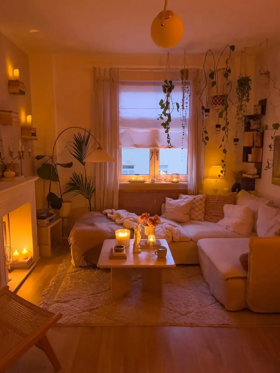 Warm and cozy chic apartment living room