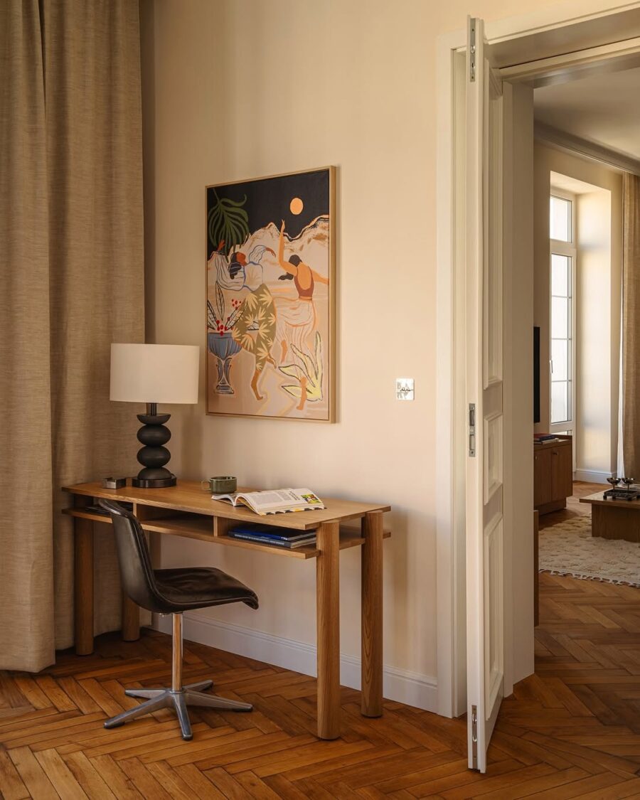 Stylish workspace with warm, inviting details
