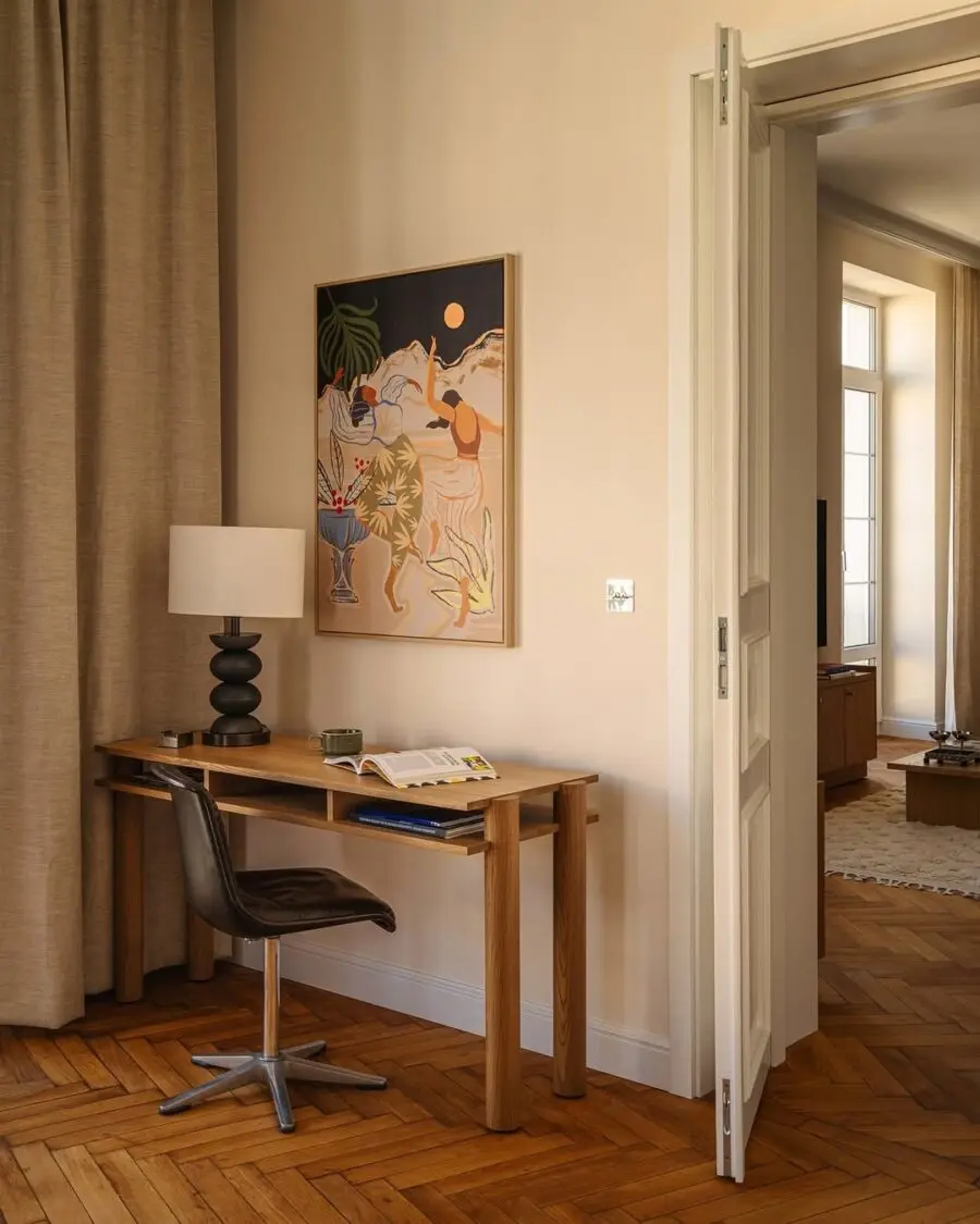 Stylish workspace with warm, inviting details