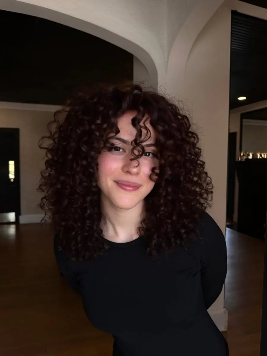 Luscious curls in chocolate cherry tones