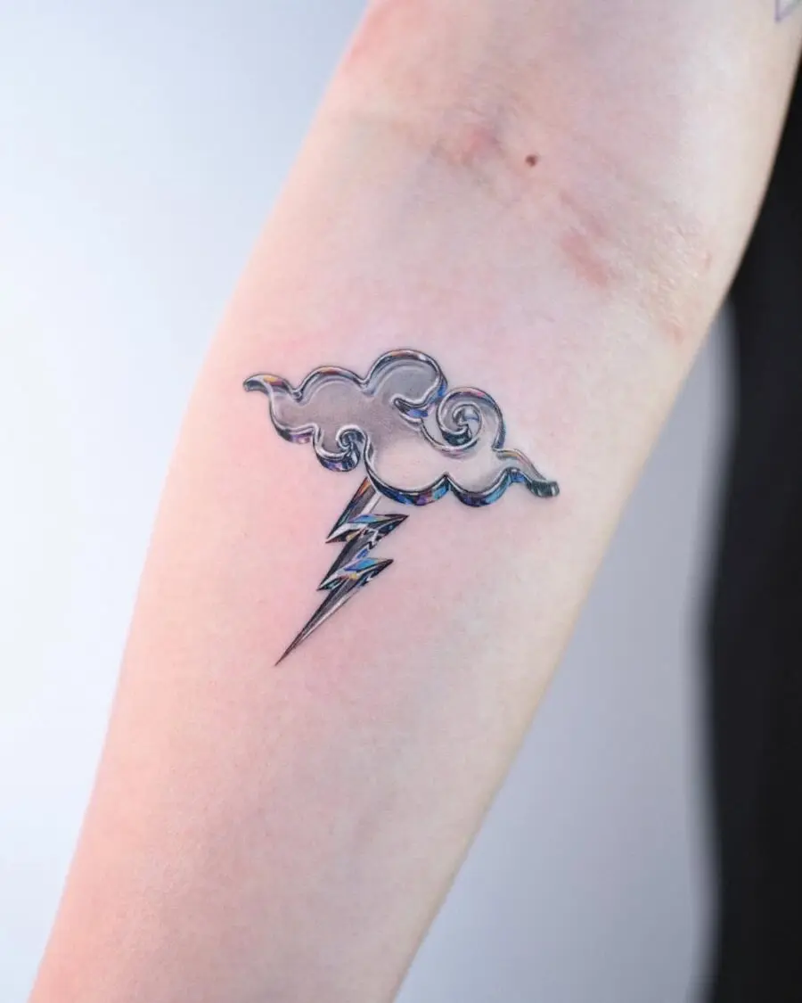 Mesmerizing Silver Ink Cloud and Lightning Design