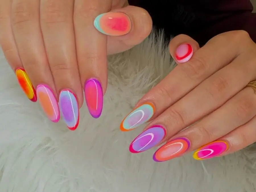 Vibrant aura nails with playful colors