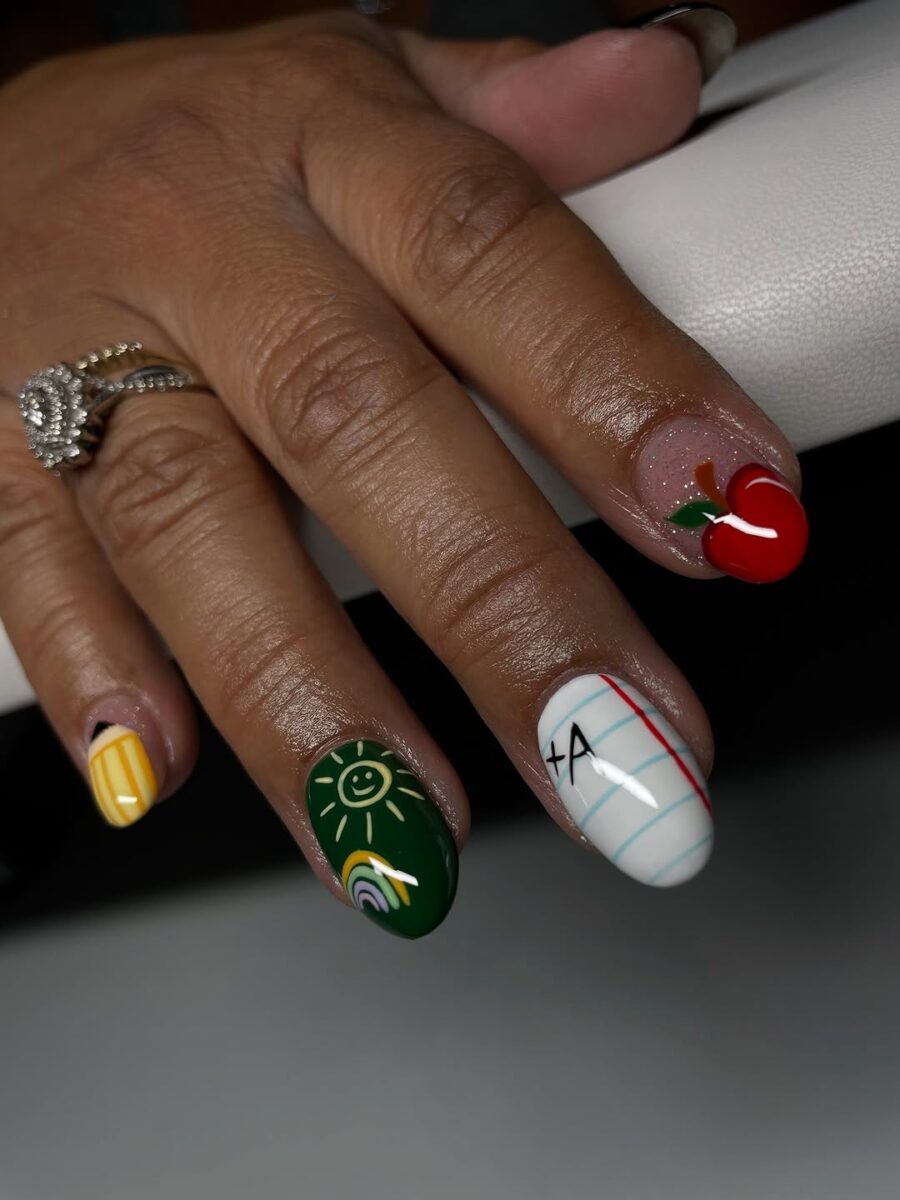 Playful back-to-school nail art for fun vibes