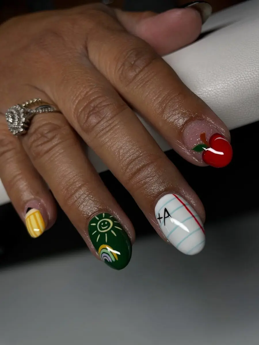 Playful back-to-school nail art for fun vibes