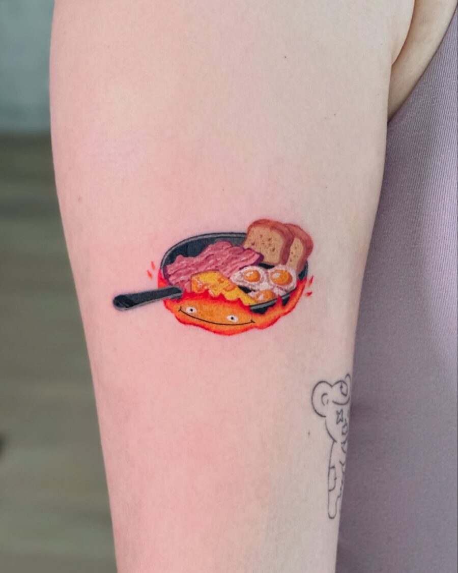 Vibrant Egg Tattoo with Breakfast Aesthetic