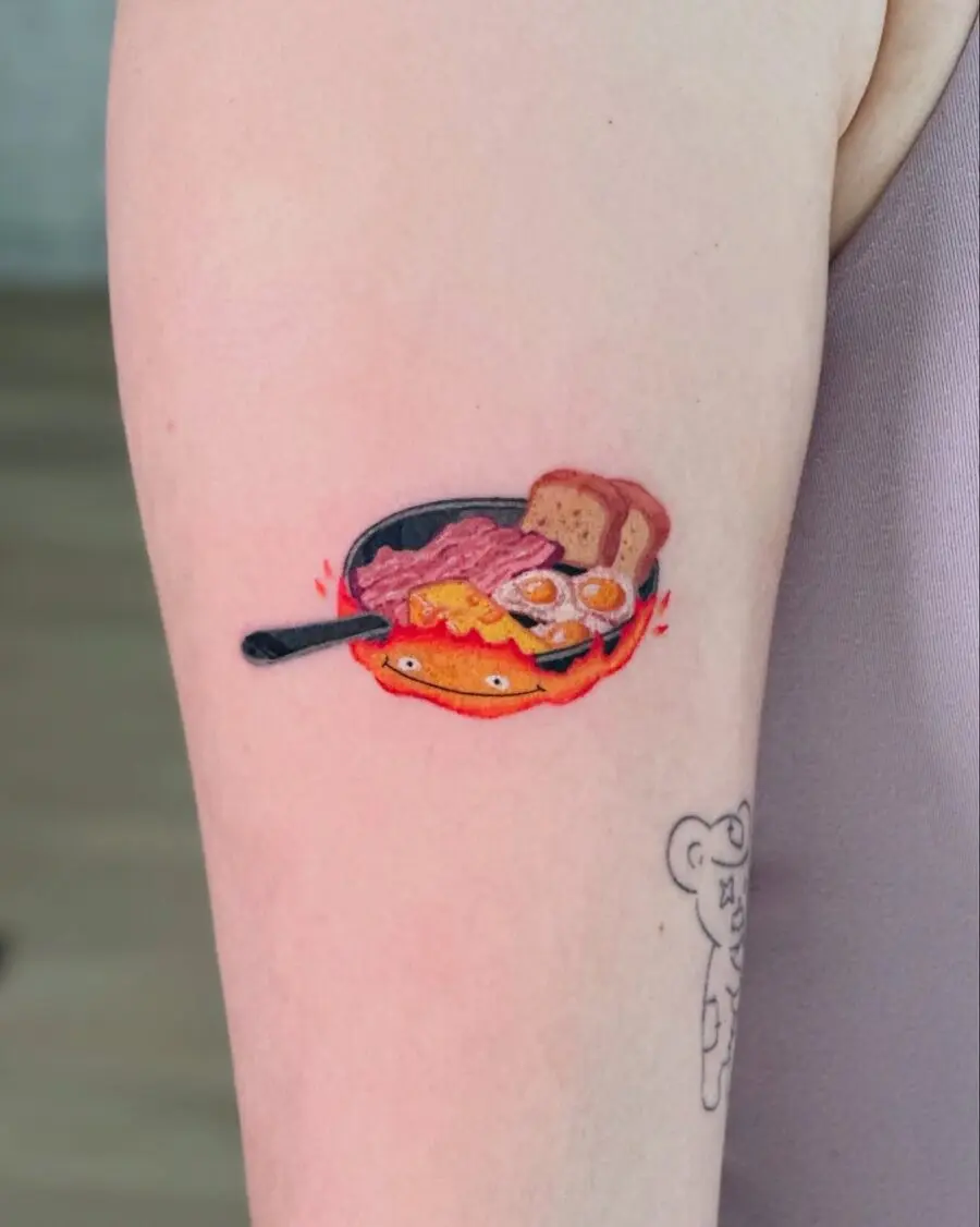 Vibrant Egg Tattoo with Breakfast Aesthetic