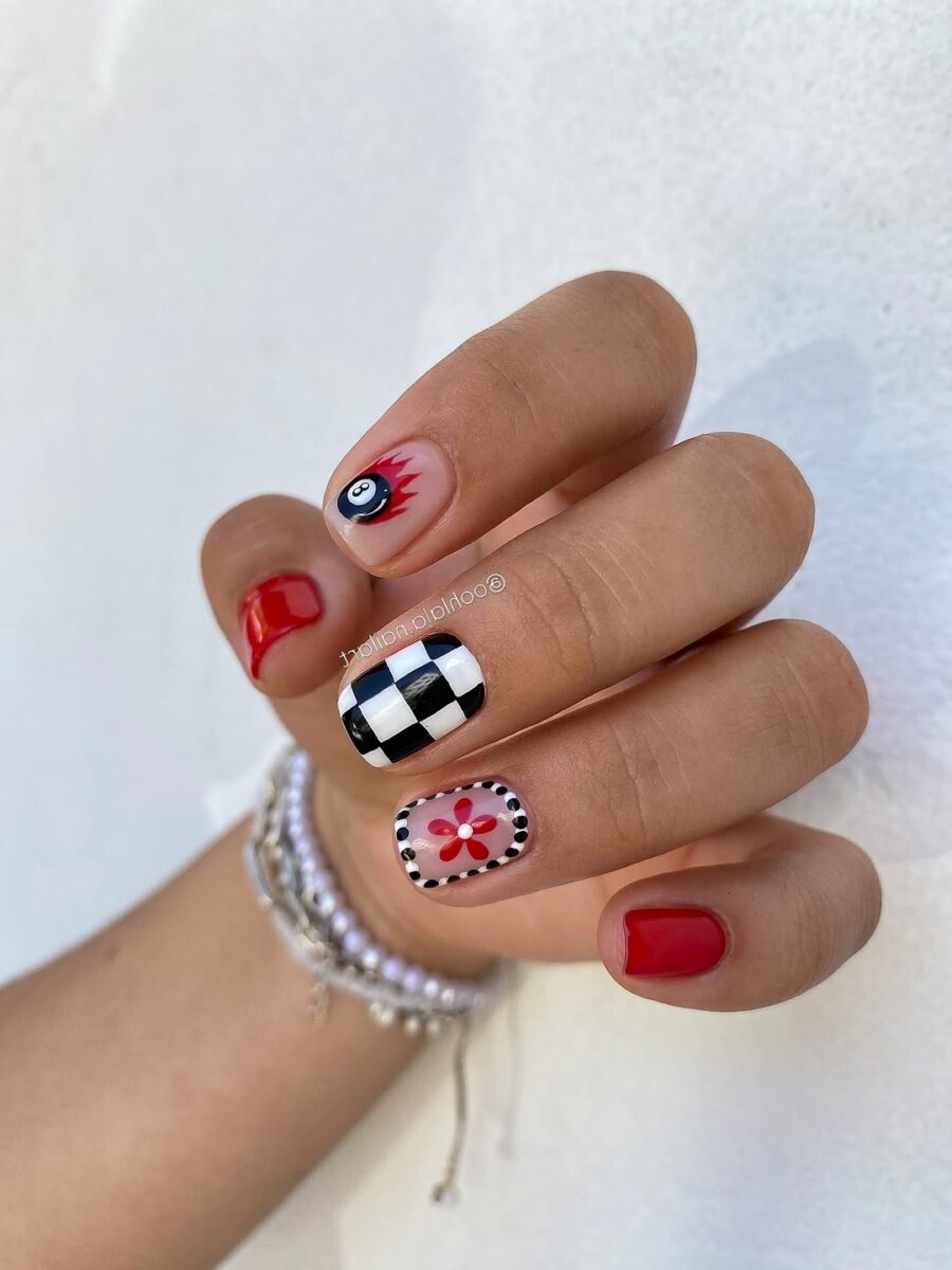 Vibrant festival nails with playful designs
