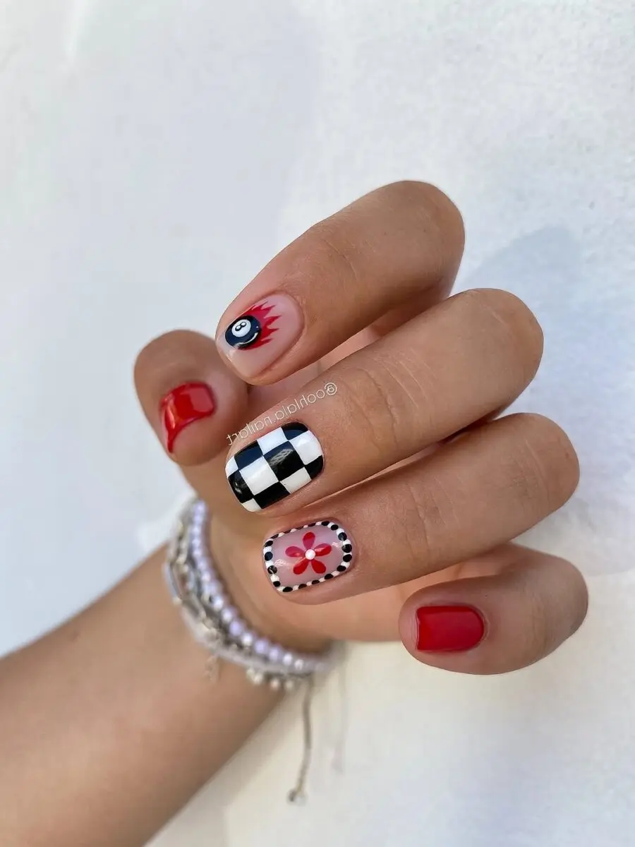 Vibrant festival nails with playful designs