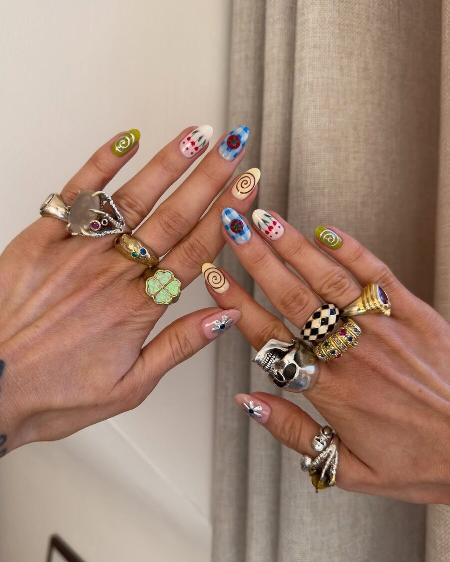 Vibrant nail art perfect for festival vibes