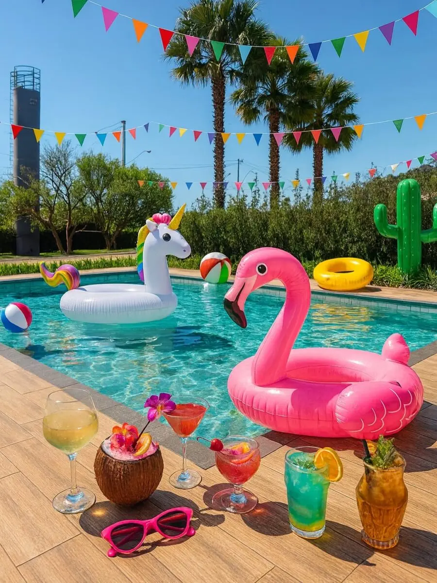 Vibrant decor for a fun summer pool party