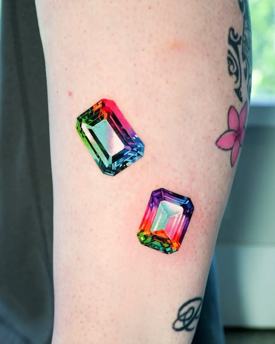 Vibrant gemstone tattoos that dazzle and shine