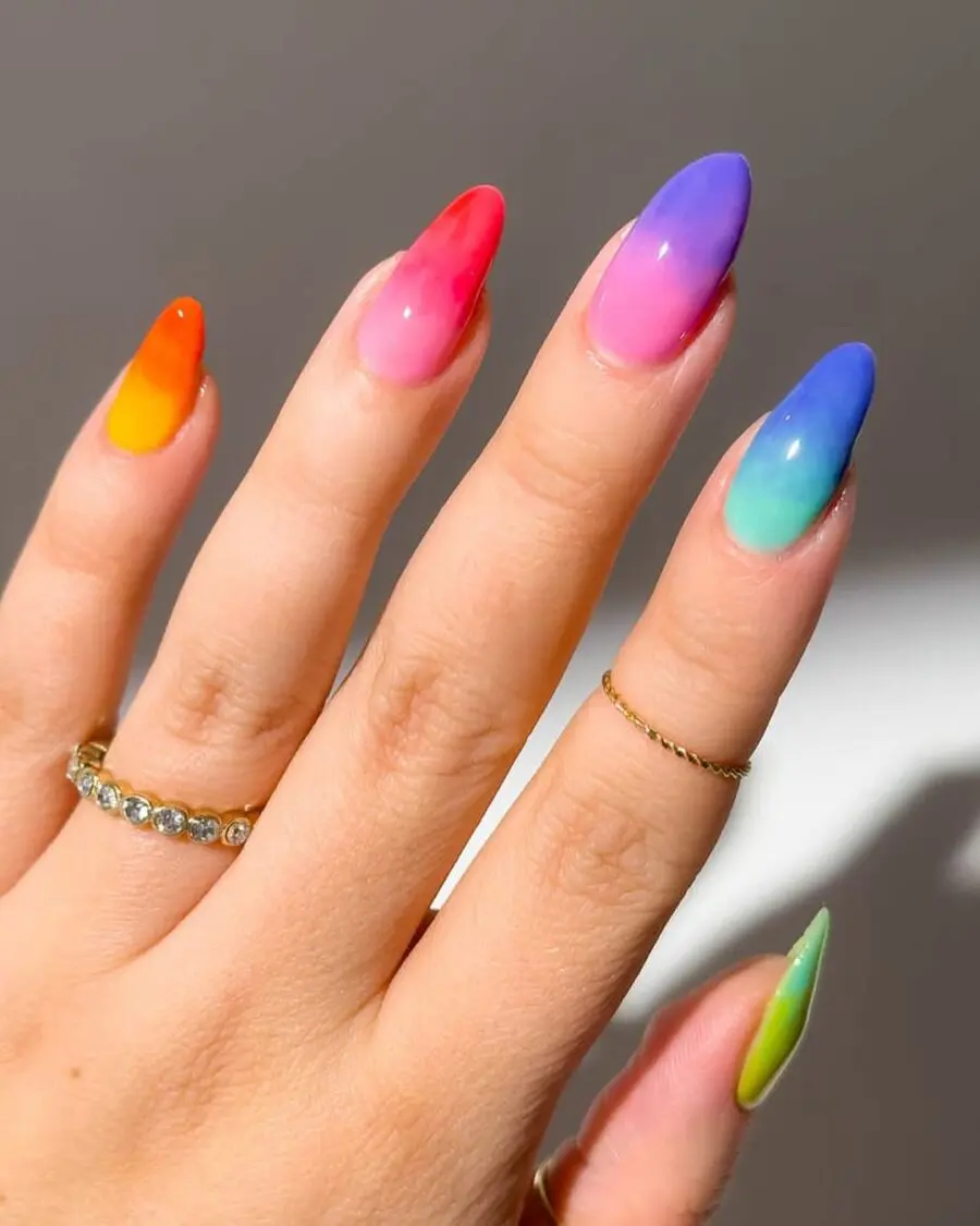 Vibrant Jelly Nails with Artistic Gradients