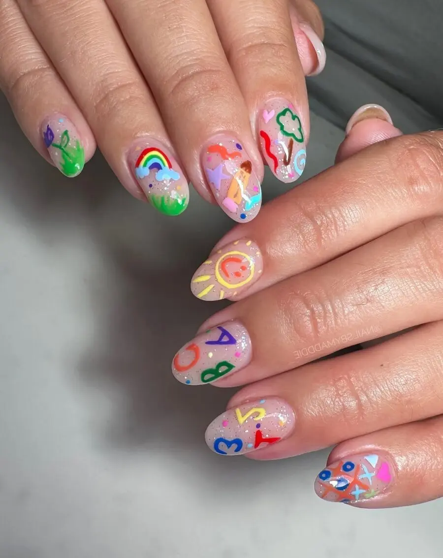 Fun, colorful nails for back to school season