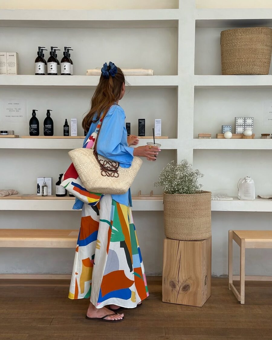 Chic and Colorful Long Skirt Ensemble