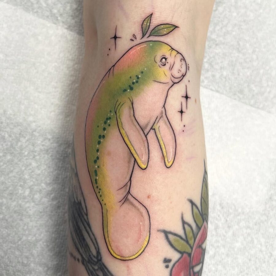 Charming Manatee Tattoo with Playful Details