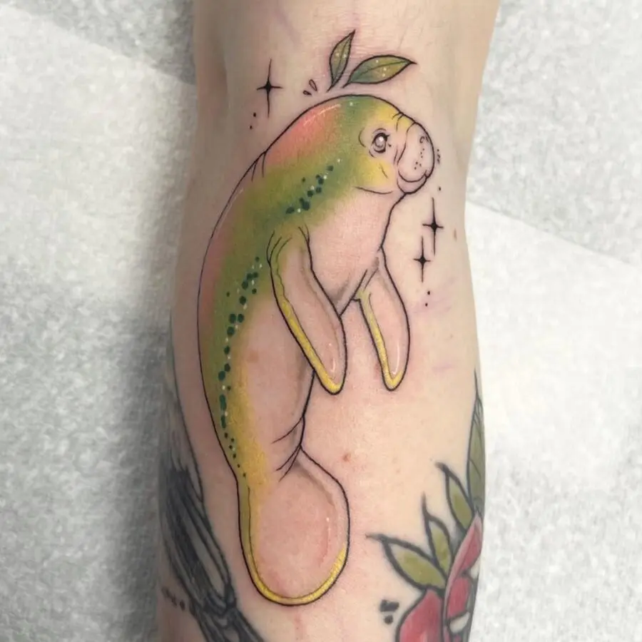Charming Manatee Tattoo with Playful Details