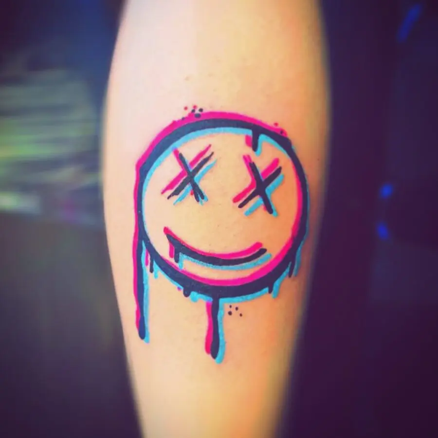 Artistic Smiley Face Tattoo with Drips