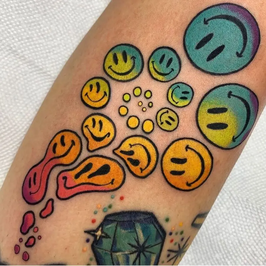 Vibrant Smiley Face Tattoo Collection