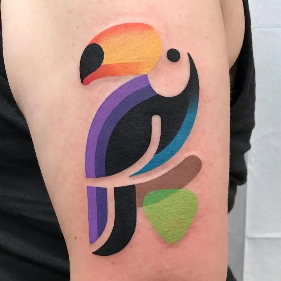 Vibrant toucan tattoo showcasing modern artistry