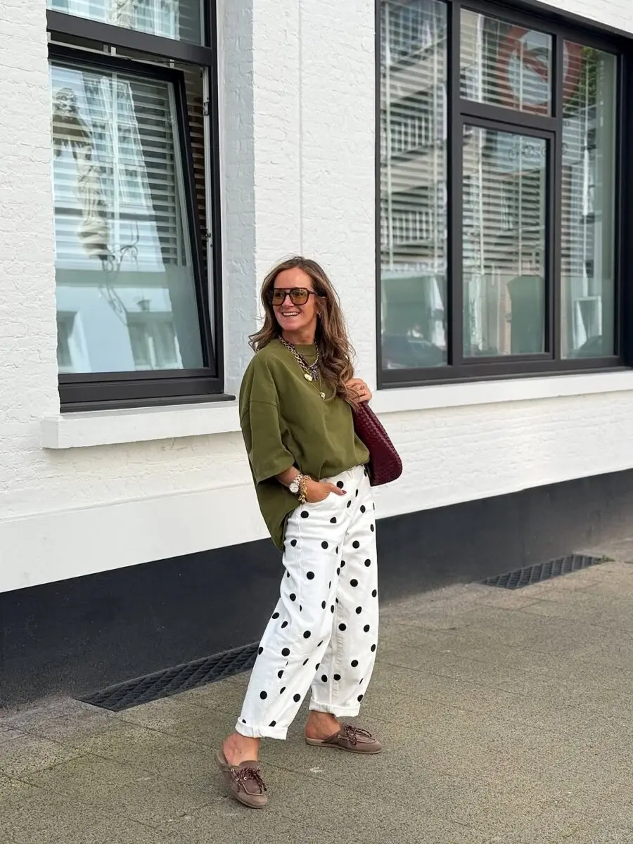 Chic Polka Dot Ensemble for Comedy Nights