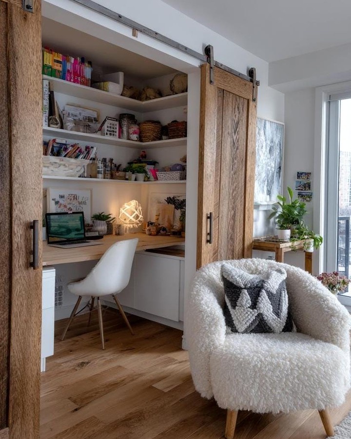Charming corner desk in a cozy nook