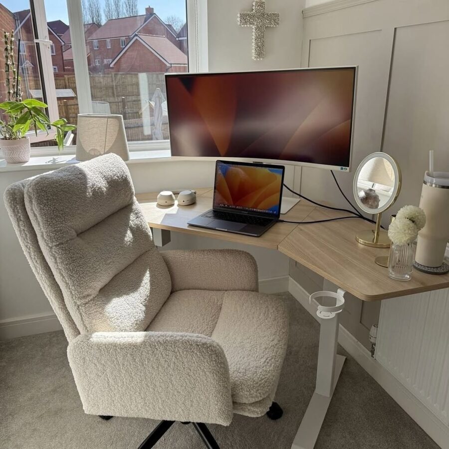 Cozy corner desk setup for productivity