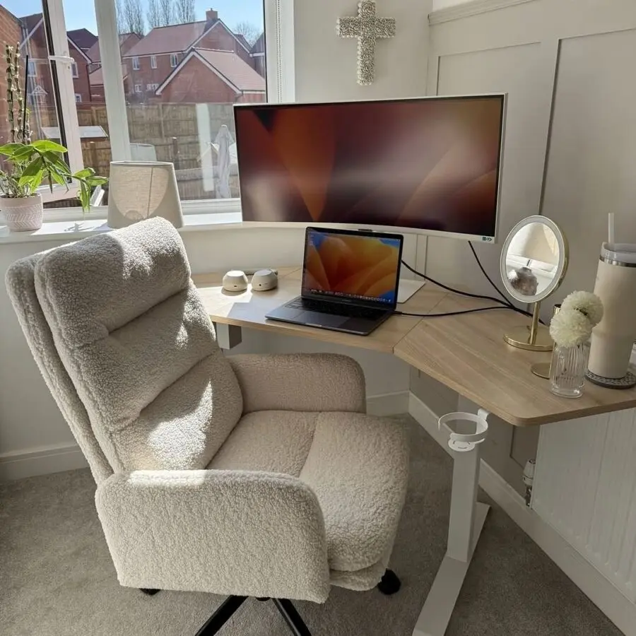 Cozy corner desk setup for productivity