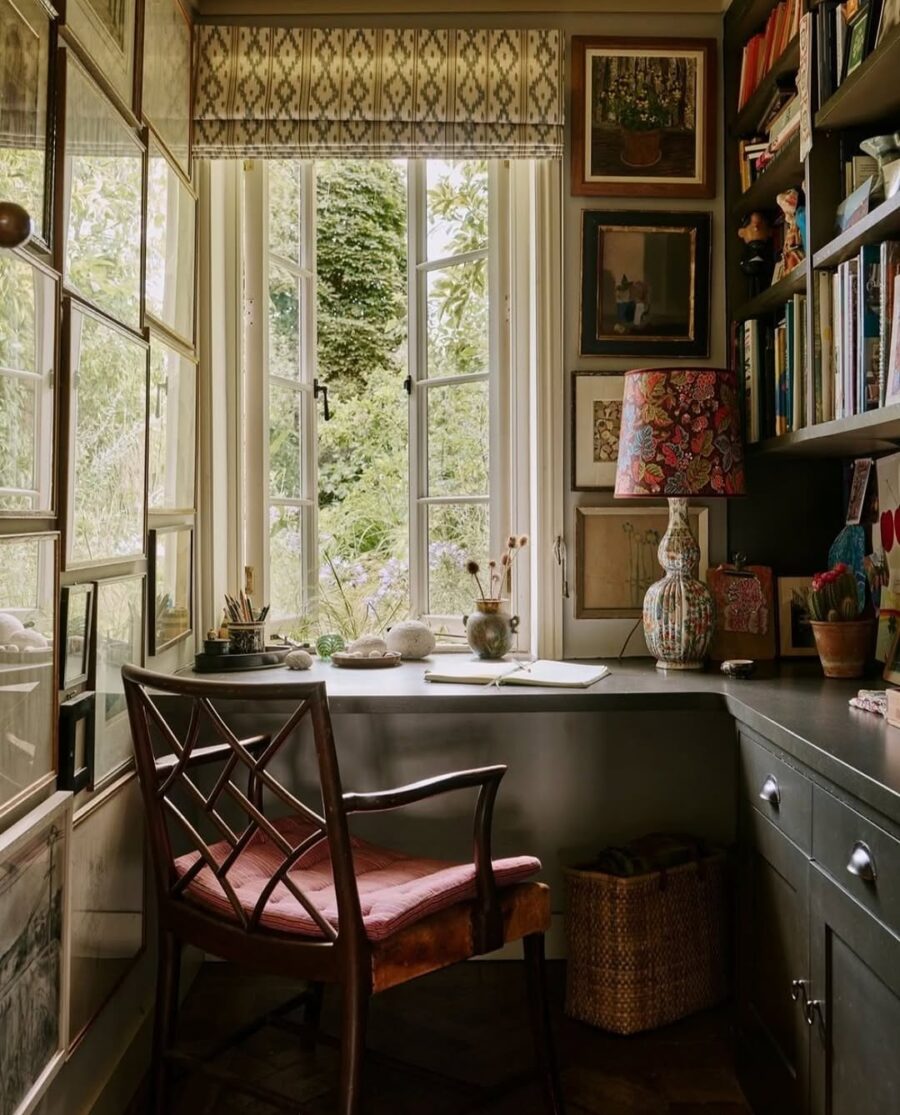 Cozy corner desk with natural light