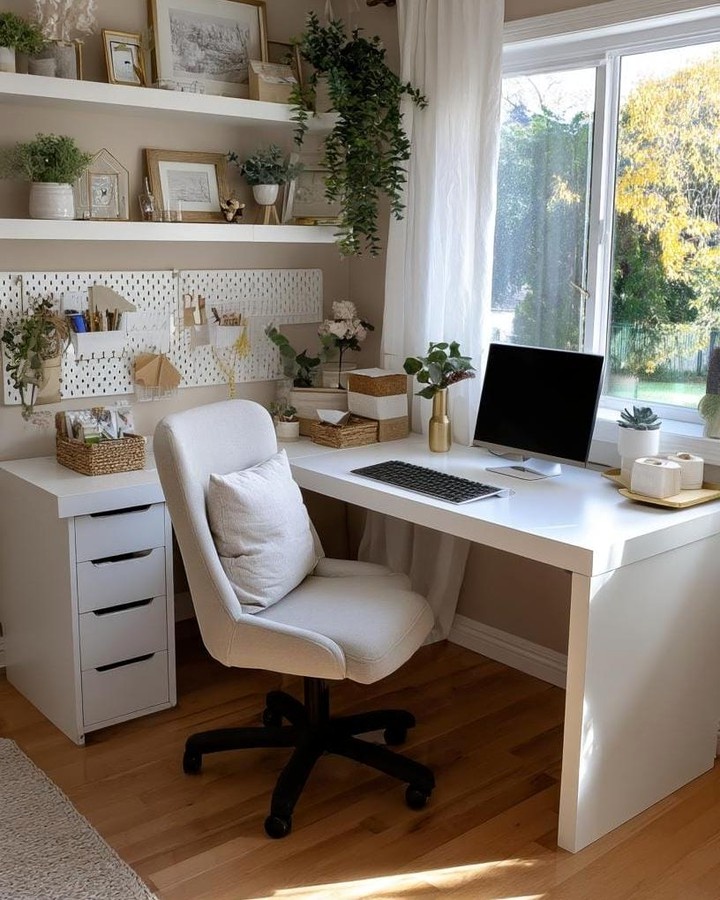 Bright and airy corner office setup