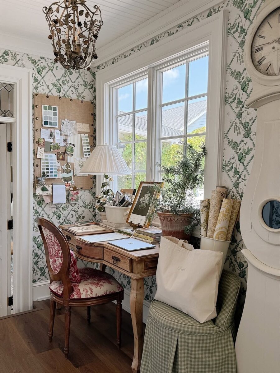 Charming corner desk with vintage flair